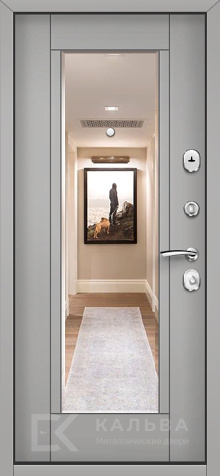 Фото №2 «Стальная дверь с зеркалом серый и МДФ ясень для квартиры №44»