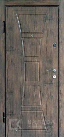 Фото №2 «Стальная дверь махагон классика снаружи и тёмный дуб геометрия №80»