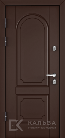 Фото №2 «Стальная дверь чёрная с филёнками внутри шоколадная арка №358»