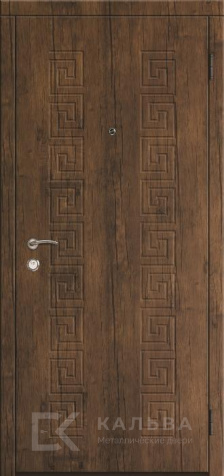 Фото «Металлическая дверь с меандром тёмная снаружи дуб внутри №11»