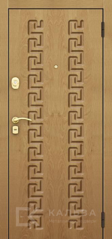 Фото «Металлическая дверь чёрная с серебряной вставкой и фрезеровкой под дуб №550»