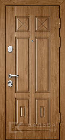 Фото «Входная дверь дуб светлый с зеркалом и фигурным декором №48»