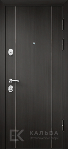 Фото «Железная дверь графит с вертикальными вставками и тёплый орех №74»