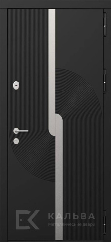 Фото «Входная дверь графит с круговыми линиями и белой классикой №81»