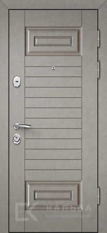 Фото «Входная дверь серый МДФ с филёнками и дуб медовый №66»